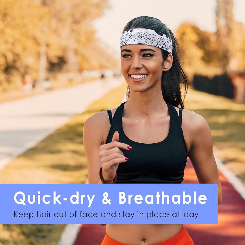 HAUCA Workout Headbands for Women Hair 9 Pcs Non Slip Cotton Like Head Bands for Girls 2.5 inch Wide Soft Elastic Cloth Athletic Sweat Hair Women Bands - Image 4